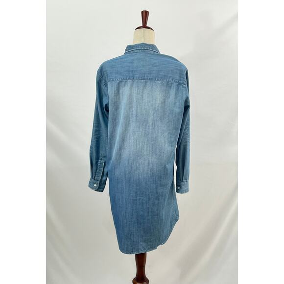 FRANK & EILEEN Sz S Small Mary Distressed Denim Shirt Dress - Picture 4 of 7